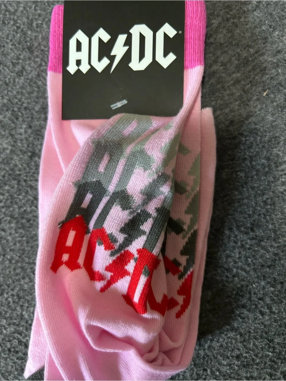 AC/DC Official Licensed Pink Graphic Crew Socks NWT Fits Shoe Size US 7-12